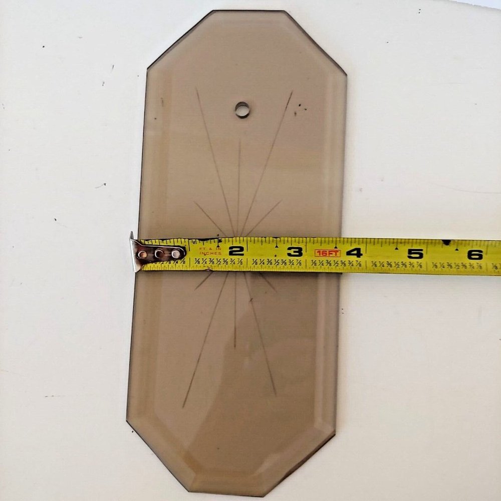 Chandelier Beveled Glass Panel Octagon Smoked Glass 12 Pt Star Vintage 8.5x3.5in - Picture 4 of 5